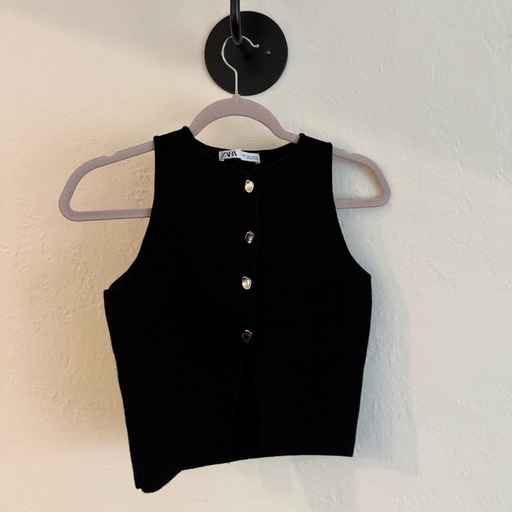 Zara Black Knit Vest Top
